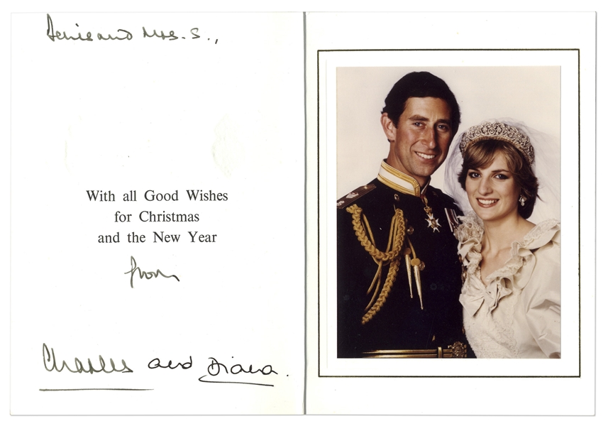 Prince Charles and Princess Diana Signed 1981 Christmas Card -- With University Archives COA